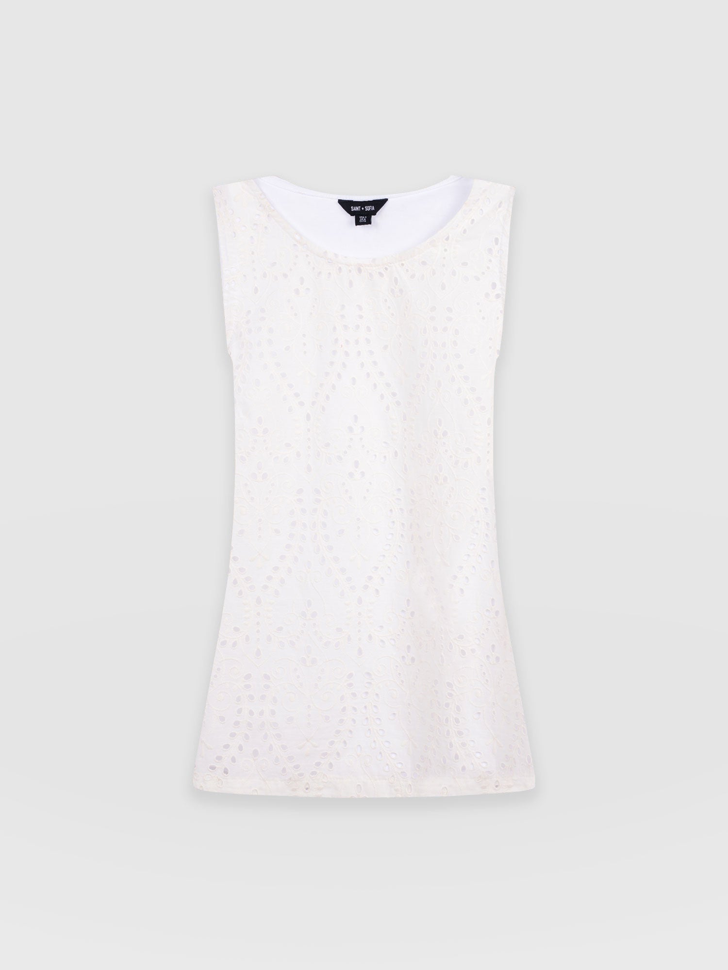 Sophia Contrast Tank - White Broderie - Women's T-shirts | Saint + Sofia® EU